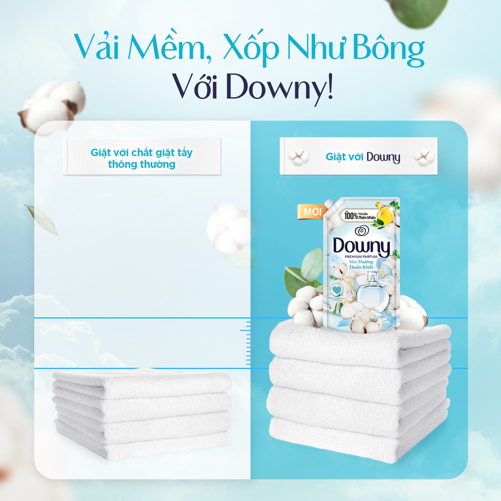 Nước xả vải Downy Yêu thương thuần khiết túi 3 lít