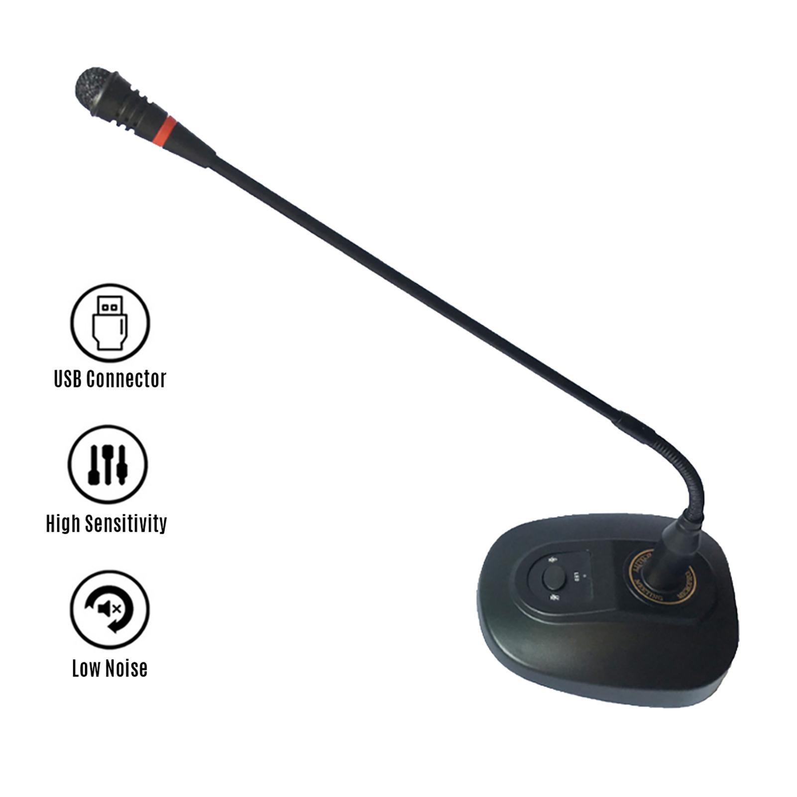 USB Computer Microphone Desktop Wired Microphone Cardioid Condenser Mic Adjustable Neck Plug & Play for PC Laptop Office