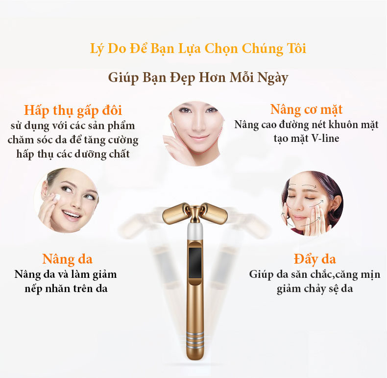 Cây Lăn Mặt Di Điện 360* tạo Mặt 3D- Vline, Sử Dụng Dòng Điện Tự Nhiên Vi-Mo Năng Lượng Ánh Sáng Mặt Trời, Giúp Nâng Cơ Săn Chắc Cơ Và Da - Hàng Chính Hãng