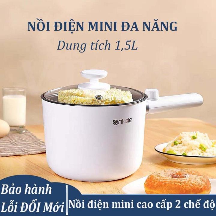 Nồi Lẩu Điện Chống Dính Nồi Hấp Điện Nấu Mỳ Lẩu Đa Năng Mini Có Tay Cầm Tiện Dụng Công Suất 600W - Dung Tích 1.5L