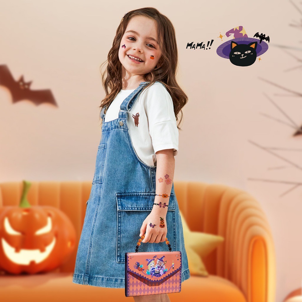Đồ chơi Halloween - Hình xăm, hình nail dán móng tay phát quang cho bé Mideer - Halloween Dress Up Sticker Pack