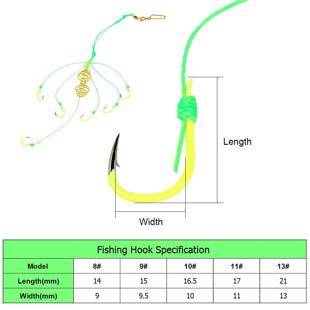 4 CÁI Móc Câu Cá chùm 6 móc câu bằng hạt huỳnh quang