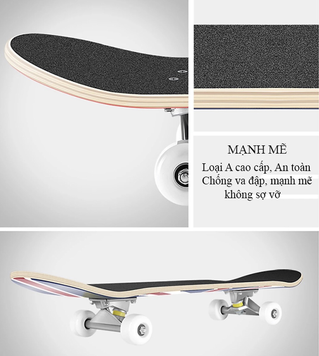 Ván Trượt Mặt Nhám Chống Trơn Trượt, Họa Tiết Galaxy Hình Hưu Lạ Mắt, Size Lớn 80cm x 20cm, Bánh Cao Su PU