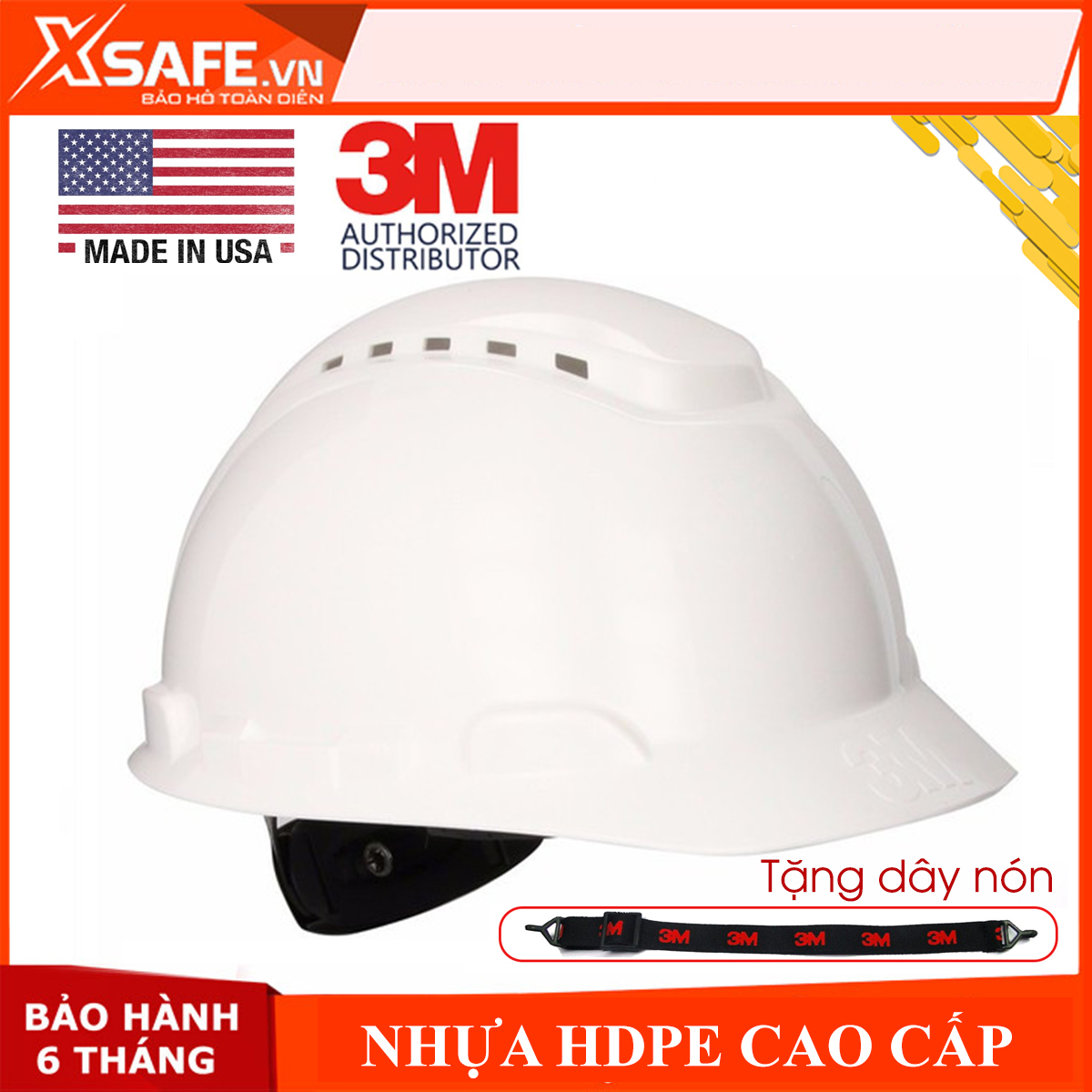 Mũ bảo hộ 3M H701V nón bảo hộ lao động cao cấp nhựa ABS siêu cứng, lồng nón điều chỉnh được độ cao chính hãng 3M