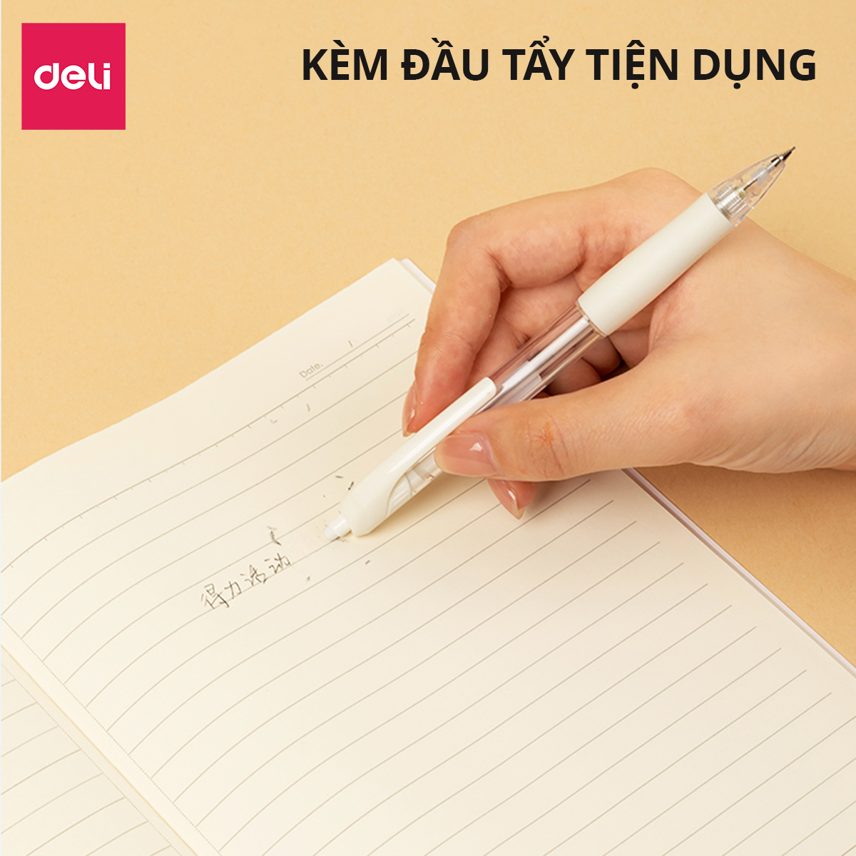 Bút Chì Kim Bấm Kèm Đầu Tẩy Deli - Ngòi 0.05mm Cao Cấp Phụ Kiện Văn Phòng Học Sinh Sinh Viên