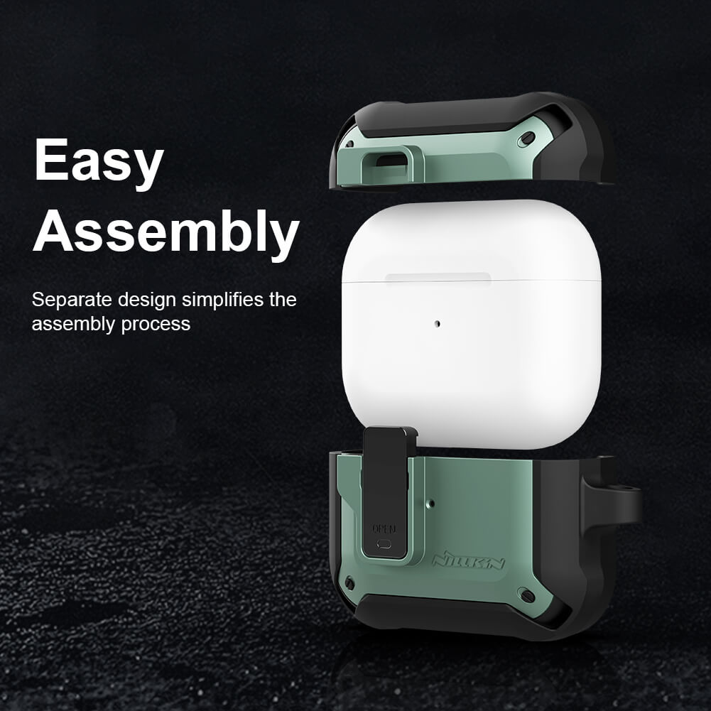 Bao case chống sốc dành cho Apple airpods 3 có nút mở nắp hiệu Nillkin Bounced Protective case (Siêu chống sốc, bảo vệ toàn diện, vật liệu cao cấp) - hàng nhập khẩu