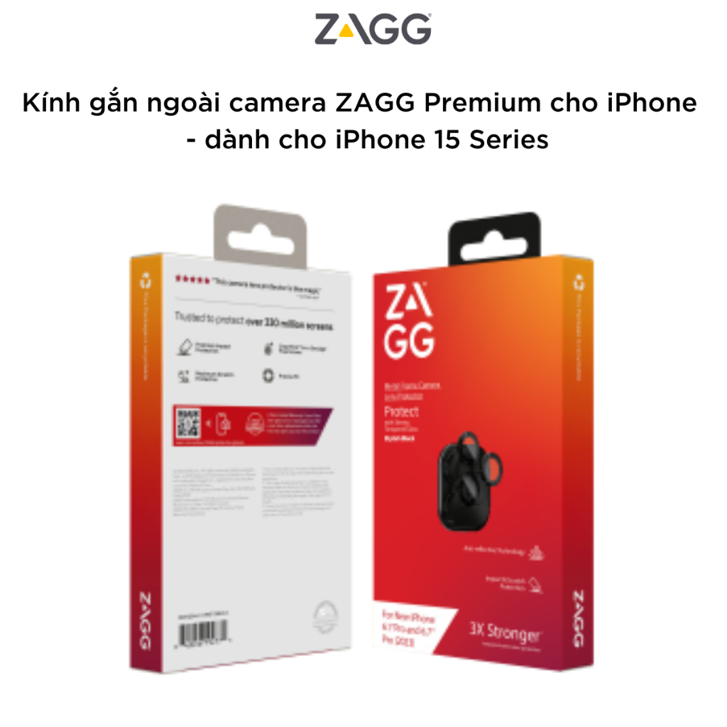 Kính gắn ngoài CAMERA ZAGG Premium cho iPhone - dành cho iP 15/ 15 Plus - Hàng chính hãng