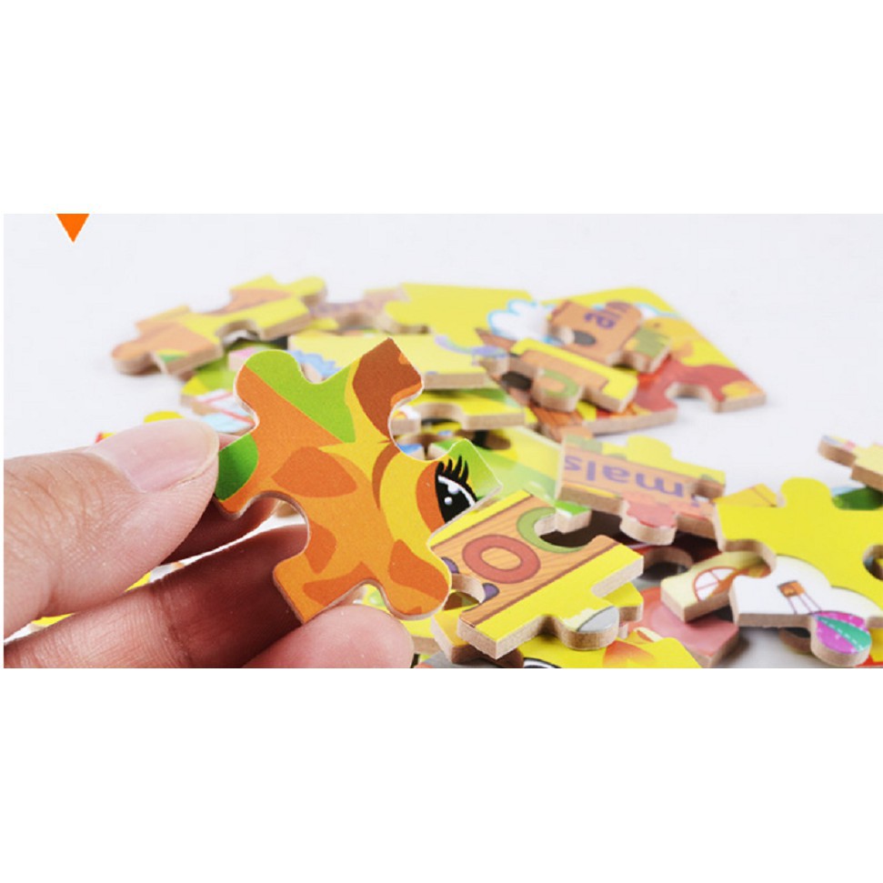 Tranh Xếp Hình 100 Mảnh Gỗ Hộp Sắt Cho Bé Trai Bé Gái Từ 4 Tuổi - Mẫu Ngẫu Nhiên