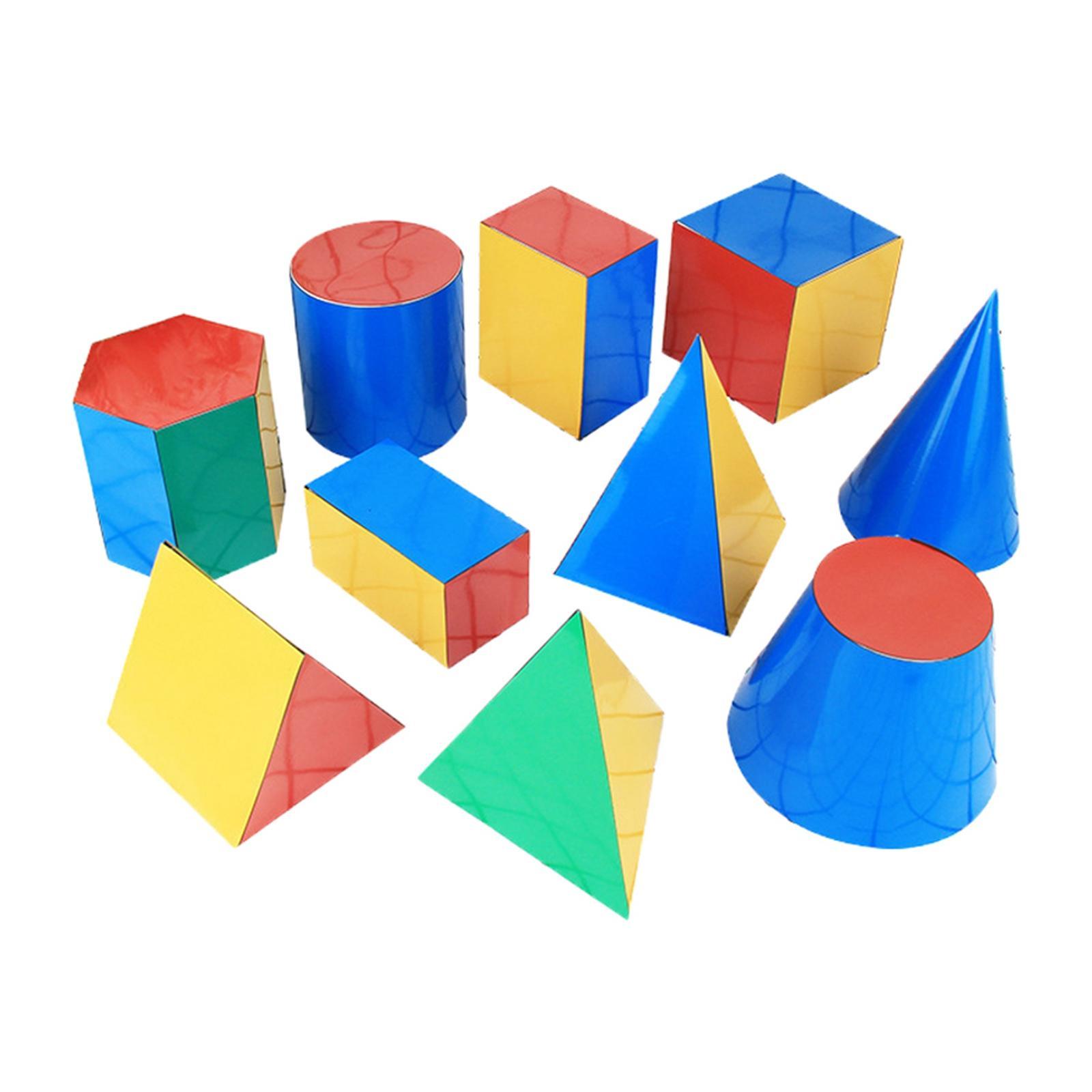 10Pcs Magnetic 3D Geometric Model Teaching Aids Math Toy Early Learning Detachable Geometric Shape for Preschool Age 3+ Kindergarten Kids