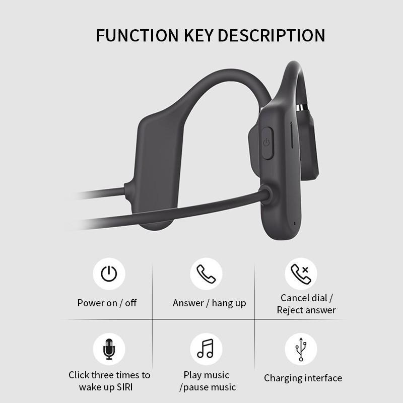 Dẫn Truyền Xương Tai Nghe Không Dây Bluetooth Chống Thấm Nước Thoải Mái Mặc Mở Tai Trọng Lượng Nhẹ Không-Tai Nghe Nhét Tai Thể Thao