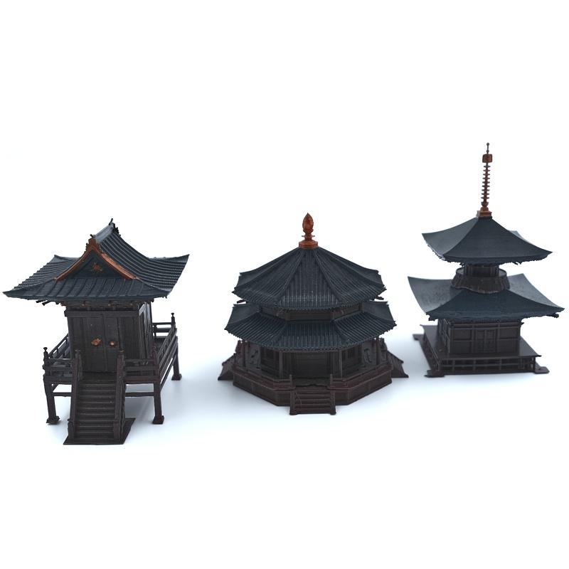Mô hình tiểu cảnh COMBO 3 MIẾU SƠN THẦN - bán cạn - bể cá - hòn non bộ - terrarium - tinh xảo - chất lượng cao