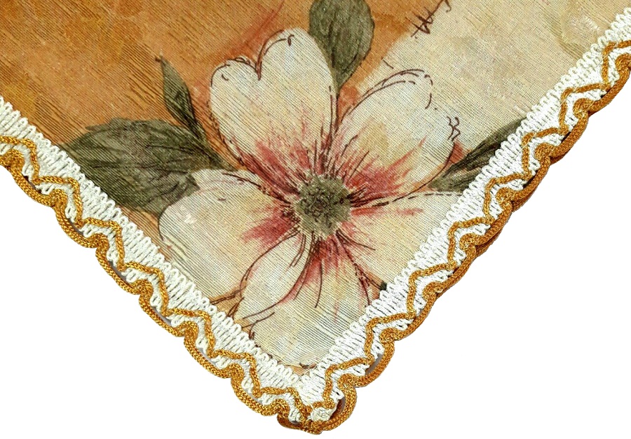 Khăn trải bàn PAULEE - WV-603-002 chân viền ren - chất liệu vải polyester