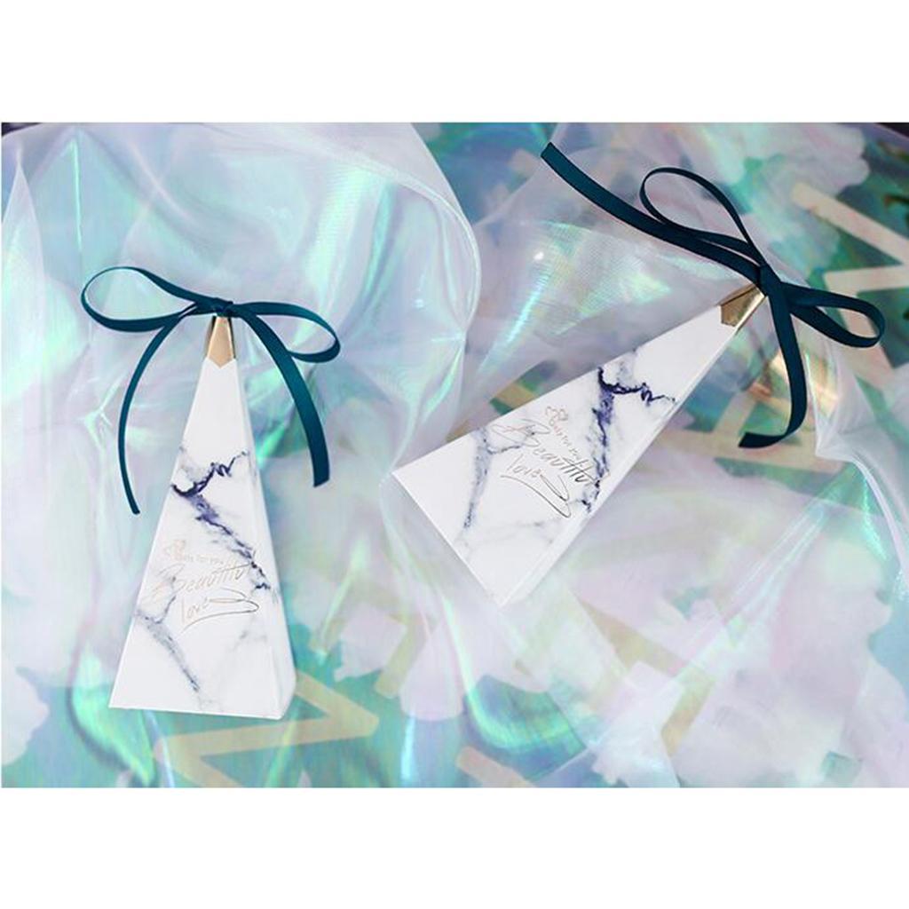 12 Pieces Beautiful Triangular Wedding Candy Box Ribbon Gift Candy Boxes Case