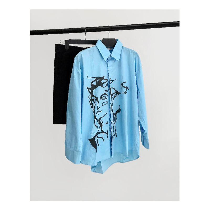 Áo sơ mi Y218 Elo Shirt tay dài dáng rộng in hình