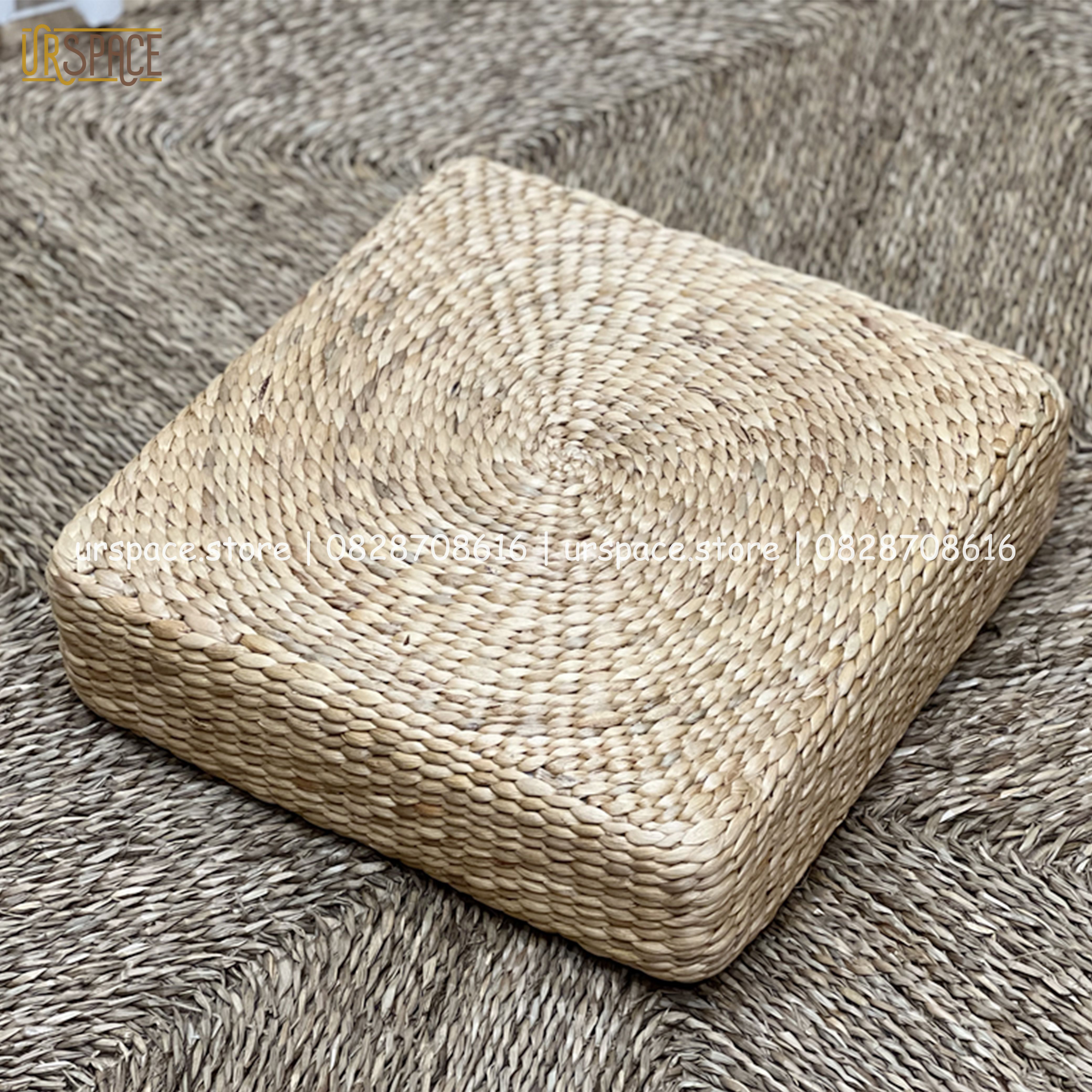 Đệm ngồi thiền đệm cói hình vuông phong cách Nhật/ Seagrass Meditation Cushion Natural Color