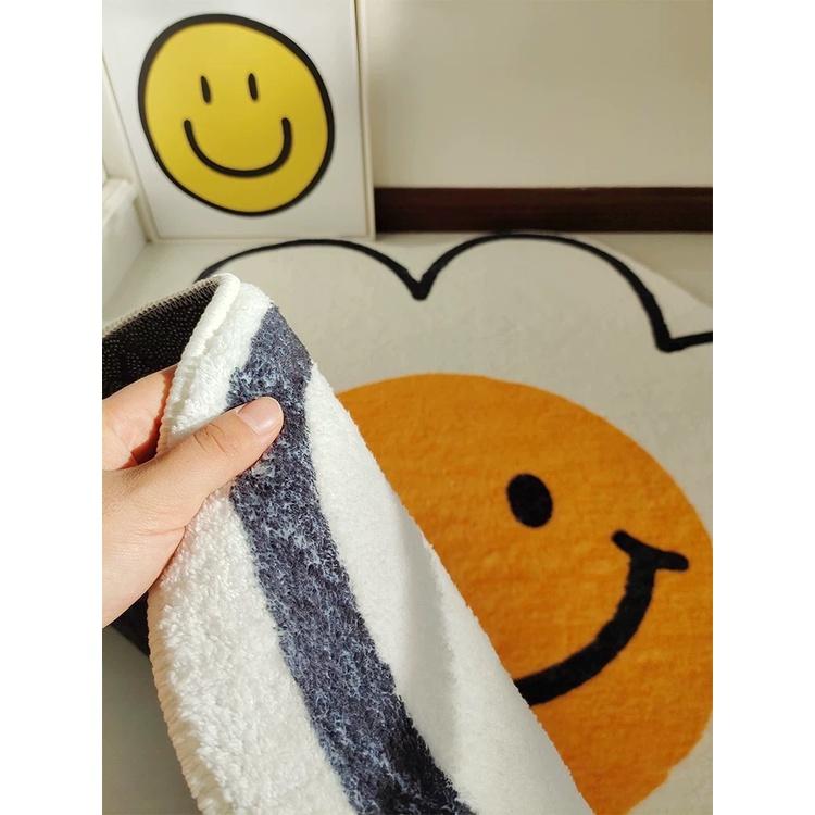 Thảm Hoa Cúc Mặt Cười Dùng Lót Sàn Nhà Mềm Mại Thấm Hút Chống Trượt Decor Phòng Siêu Xinh