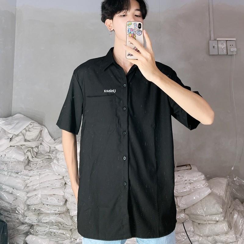 Áo sơmi unisex thêu hoạ tiết