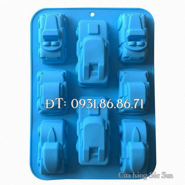 Khuôn silicon 8 chiếc xe hơi – Mã số 1386