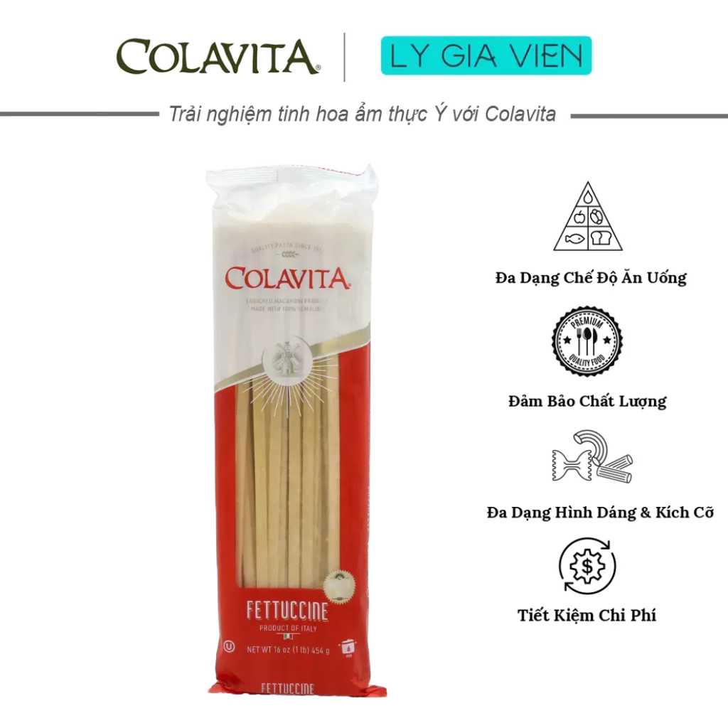 Mì Ý Sợi Dẹt Cao Cấp Colavita Fettuccine Pasta Bronze Die Cut Nhập Khẩu Từ Ý