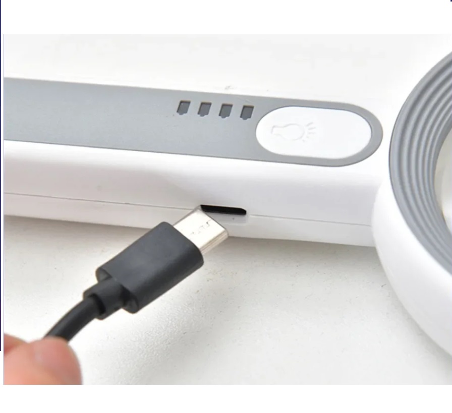 Kính lúp cầm tay đọc sách cao cấp Terino DE-18W (5x/12x, Pin sạc bên trong, màu trắng, có đèn led) - Hàng chính hãng