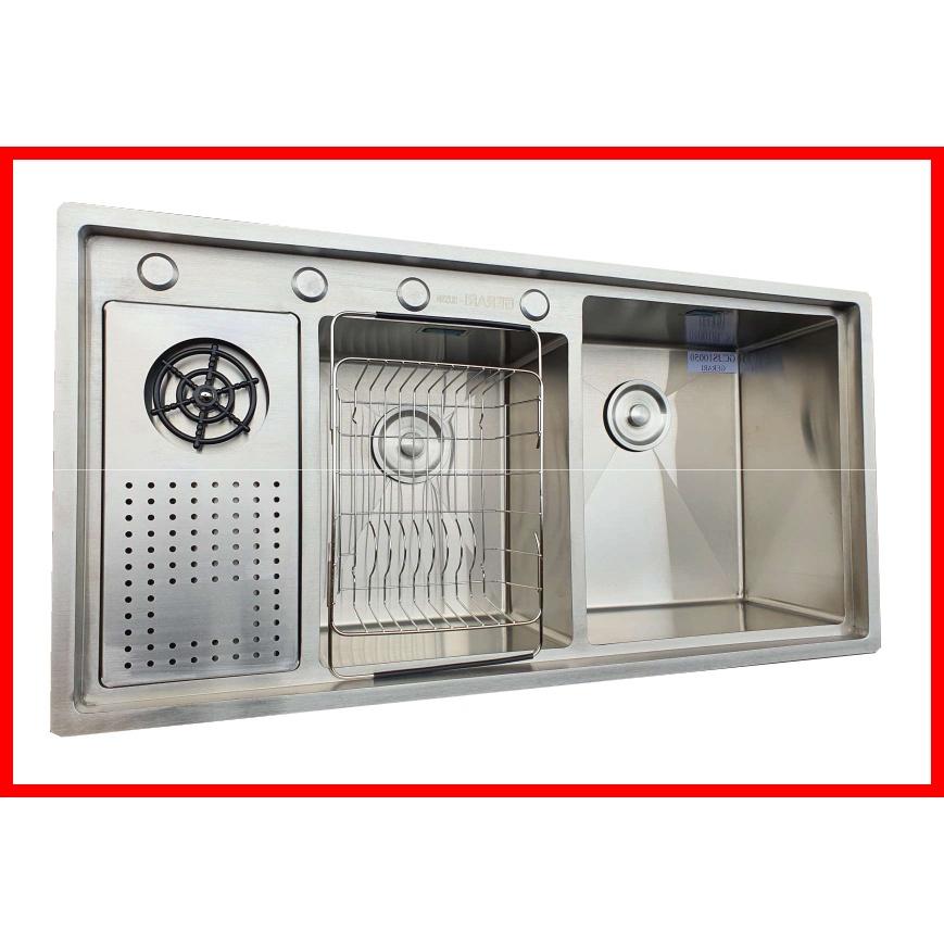 Chậu rửa 2 hố lệch phụ kiện đi kèm chât liệu Inox 304 cao cấp mã GC.JS10050 thương hiệu Gerari