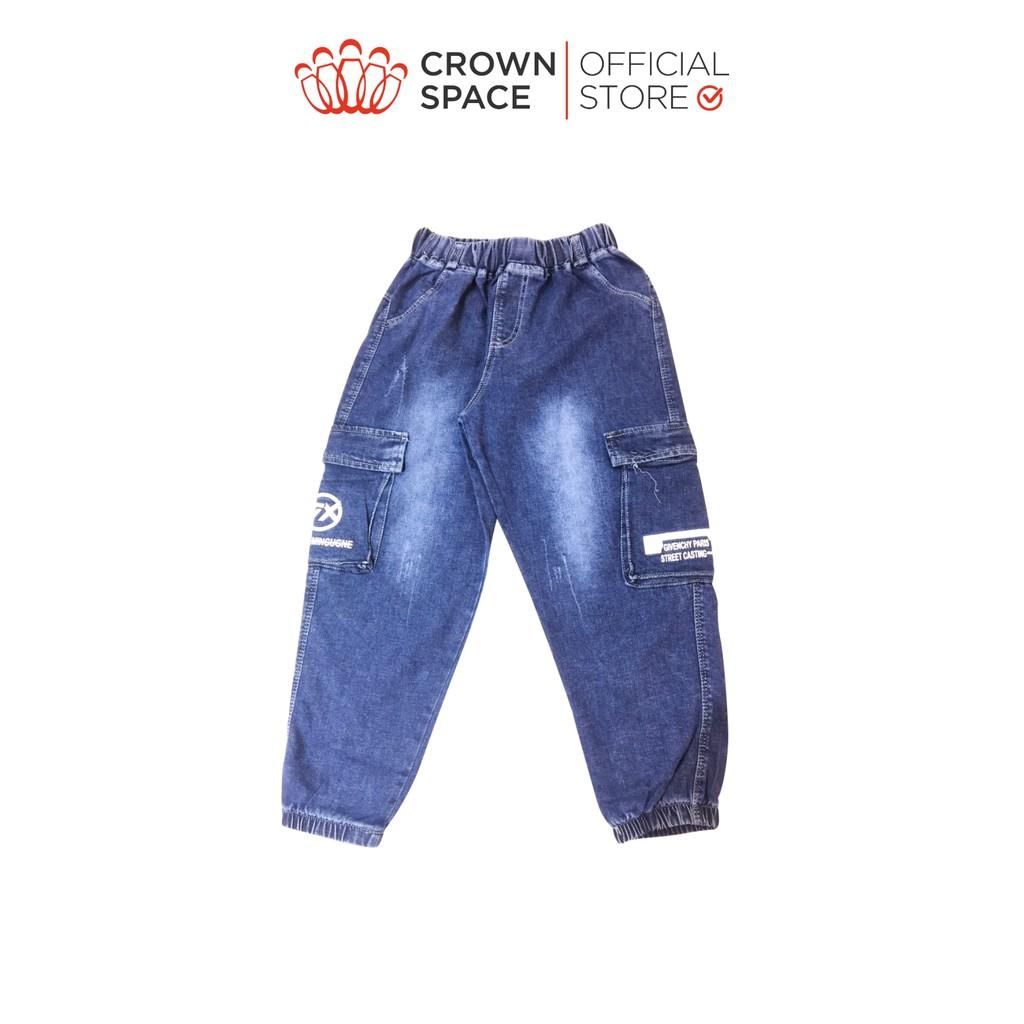 Quần Jeans Bé Trai Crown Space Cao Cấp CKBL2711404-Siêu Nhẹ Chống Nhăn, Xanh Pastel Chuẩn Anh Quốc Size 22kg-36kg