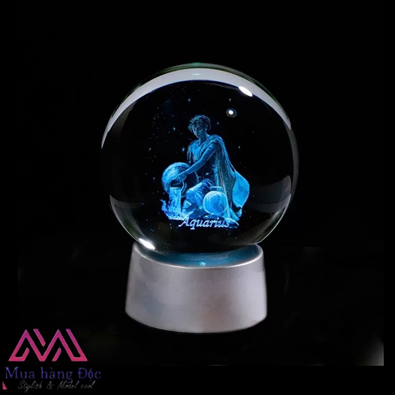 Quà Tặng Sinh Nhật Quả Cầu Pha Lê 3D LED Cung Song Tử