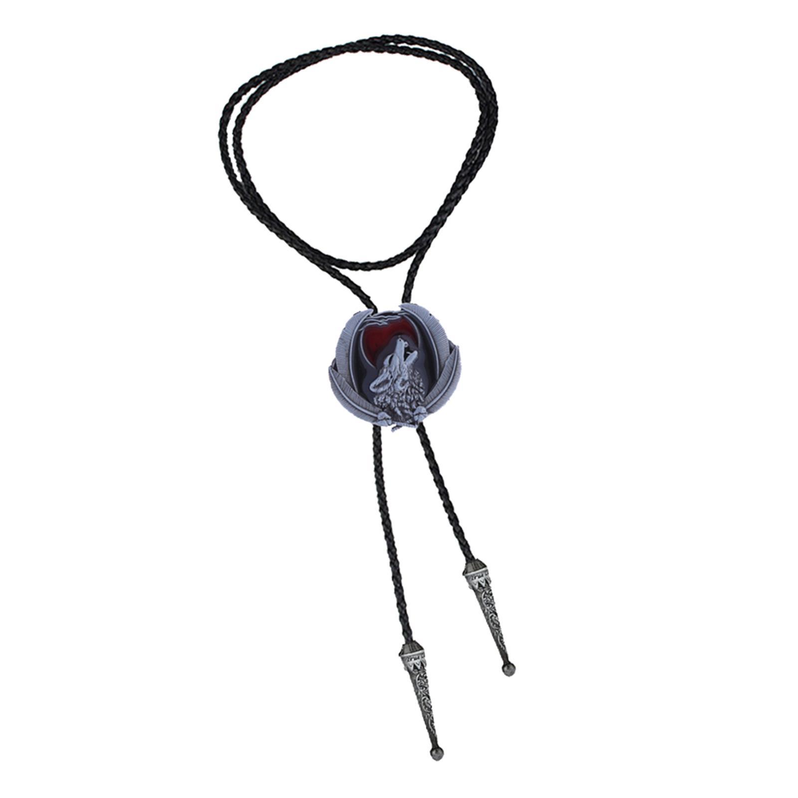 PU Western Bolo Tie Necktie Adjustable Women Men Pendant Costume Necklace