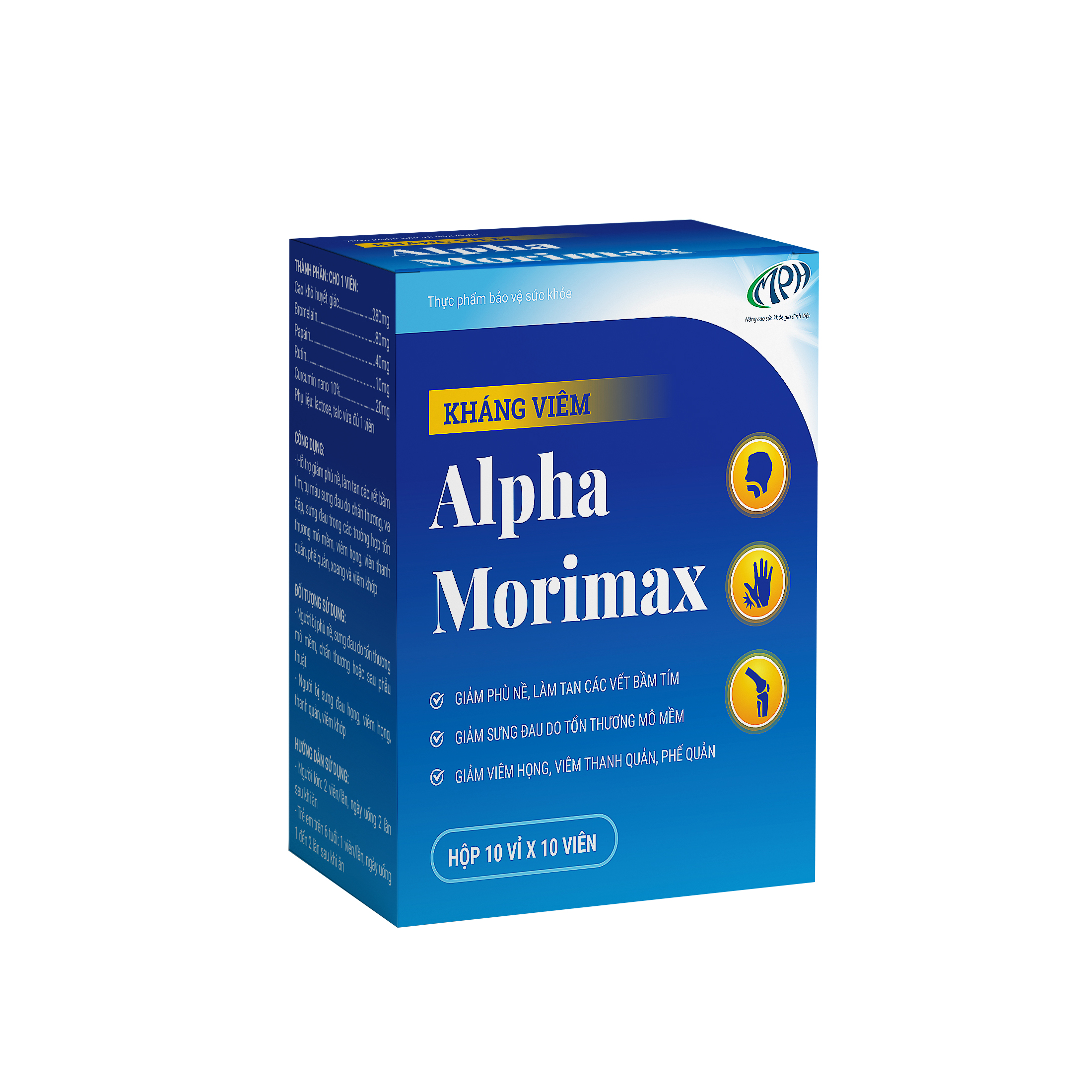 Alpha Moriamax hỗ trợ giảm viêm họng, viêm cơ mềm, viêm khớp