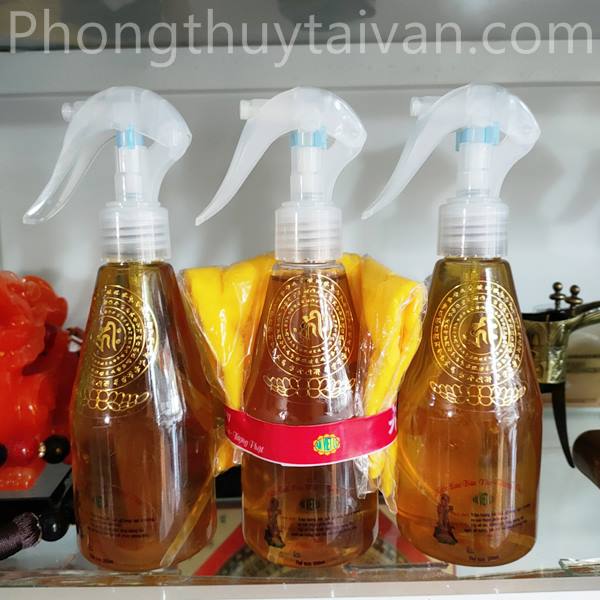 Nước tắm,lau NGŨ VỊ Cao Cấp 220ml (dạng XỊT siêu tiết kiệm,bánh xe lá vàng Thần chú)-Tẩy uế,Bao sái Tượng,Bàn thờ