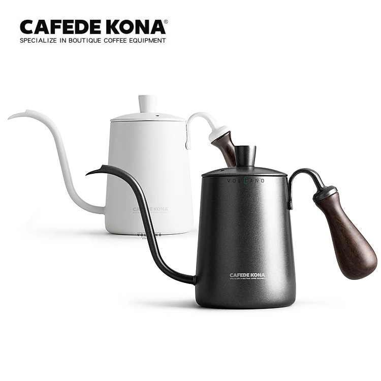 Ấm bình rót nước nóng pha cà phê bằng inox, cán gỗ CAFE DE KONA