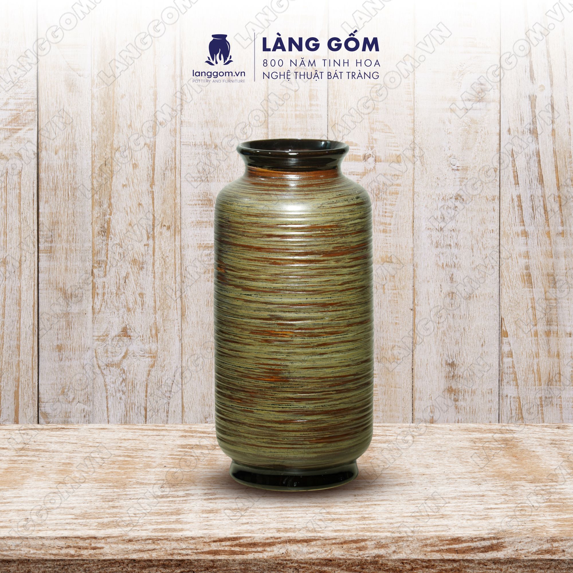 Bình hoa, lọ hoa Gốm sứ Bát Tràng cao cấp Men hỏa biến nhiều màu sắc dáng Trụ dùng làm quà tặng, trang trí - Làng Gốm