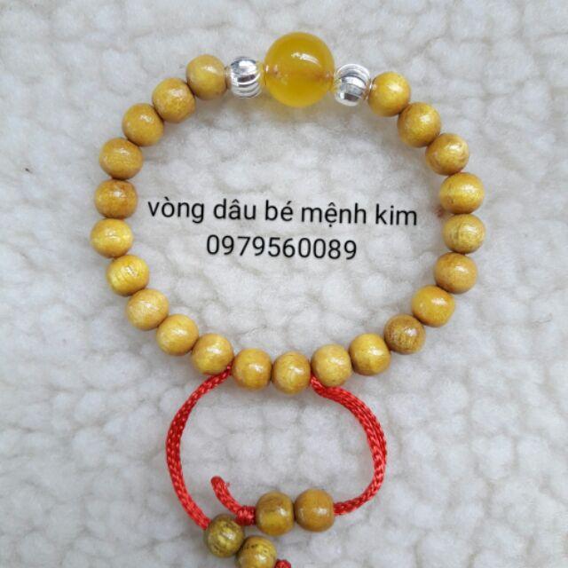 Vòng dâu tằm 2bi bạc + đá mệnh thủy
