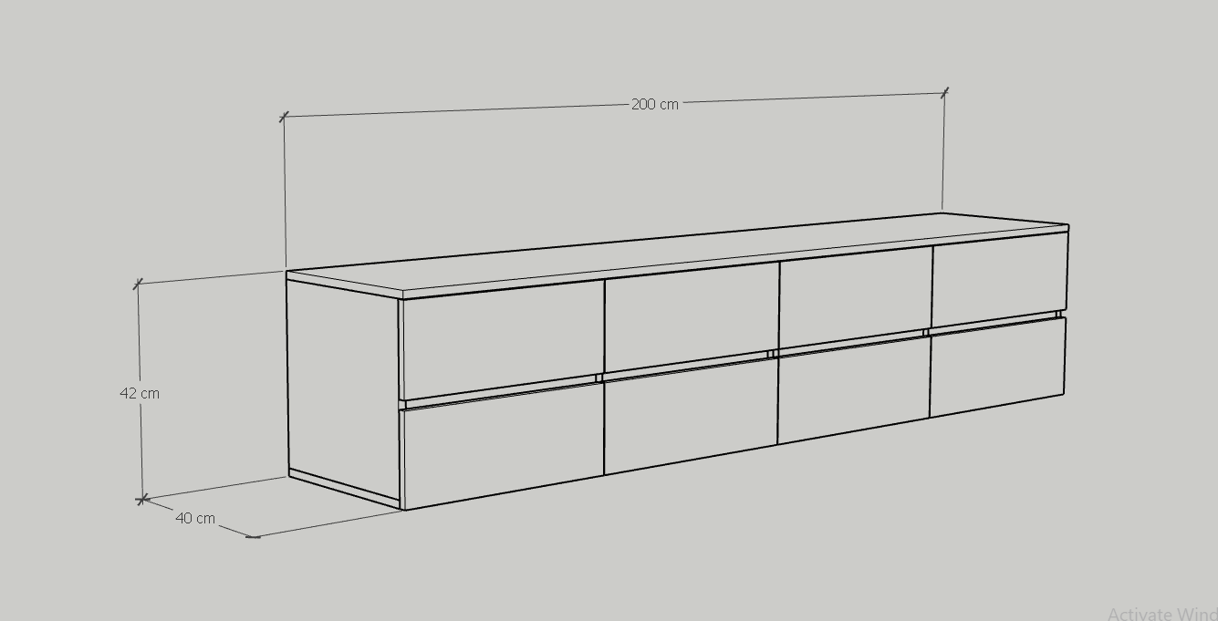 [Happy Home Furniture ] OLA , Kệ TV 8 ngăn kéo - treo tường , 200cm x 40cm x 42cm ( DxRxC), KTV_024