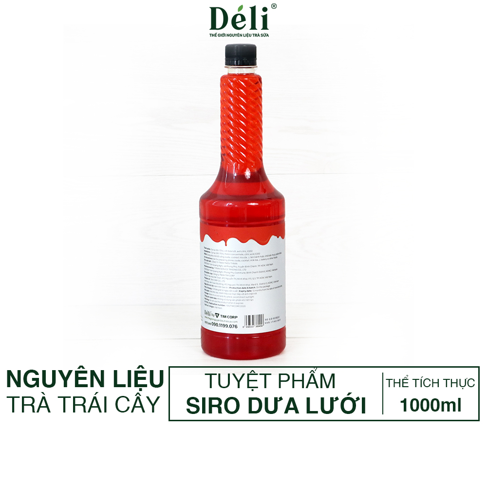 Siro dưa lưới Déli chai 1lit, HSD: 12 Tháng  [CHUYÊN SỈ] Nguyên liệu pha chế trà trái cây, soda,...