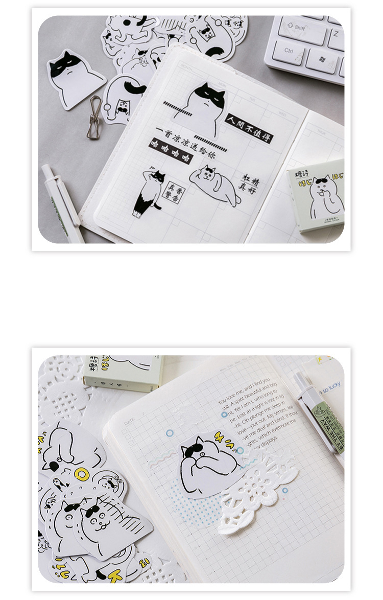 Sticker hộp 45 miếng dán - Mèo Nhí Nhố - Hộp nhãn dán trang trí sổ tay bullet journal - M460