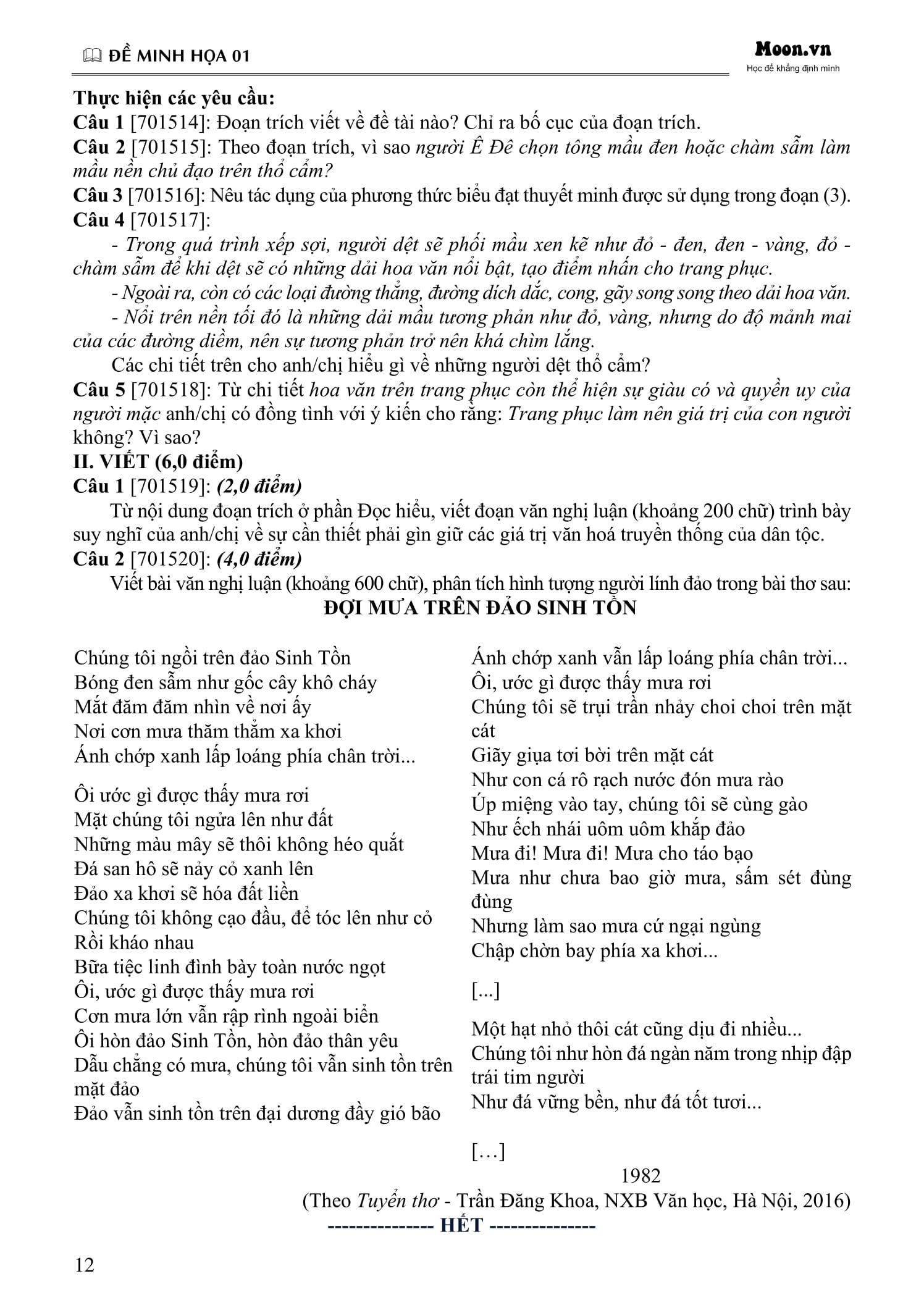 Sách - 100 Đề Minh Họa Tốt Nghiệp THPT 2025 - Môn Ngữ Văn