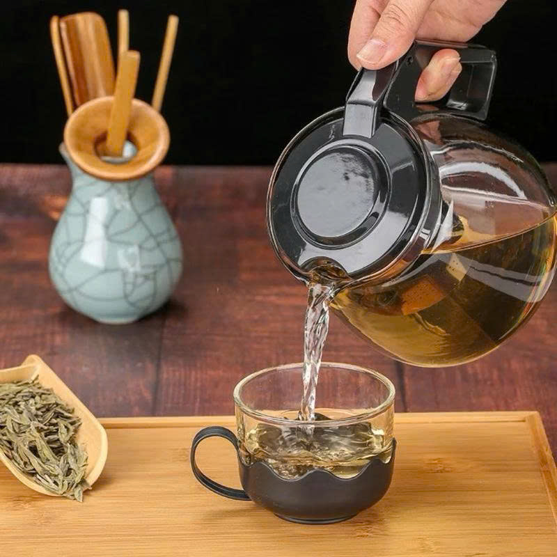 Bộ ấm pha trà kèm 4 ly cốc thủy tinh có lưới lọc inox đẹp sang trọng pha chế cafe tiện lợi 2in1 đẳng cấp
