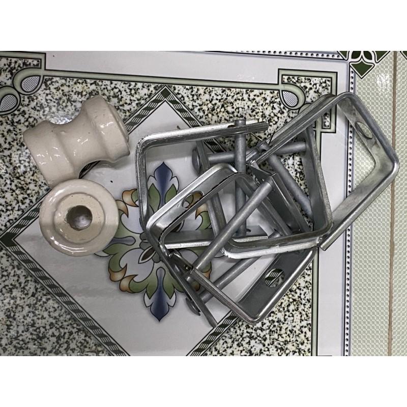 COMBO SỨ CÁCH ĐIỆN ỐNG CHỈ 7P + MÓC TREO CHỬ U SIÊU BỀN+ TẤC KÊ SẮT M10x80