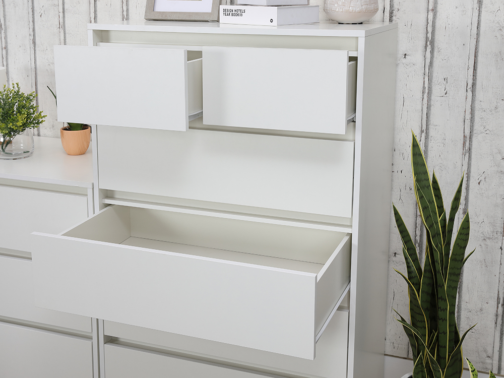 Tủ Đựng Đồ Gỗ Công Nghiệp Màu Trắng 6 Ngăn Kéo MOLLY Kích Thước 80 x 49.7 x 121cm | Index Living Mall | Nhập Khẩu Thái Lan - Phân Phối Độc Quyền Việt Nam