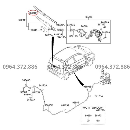 Lưỡi Gạt Mưa Sau Xe Ô Tô Huyndai Starex- gạt nước sau xe Huyndai Starex vừa khít xe siêu bền,siêu sạch