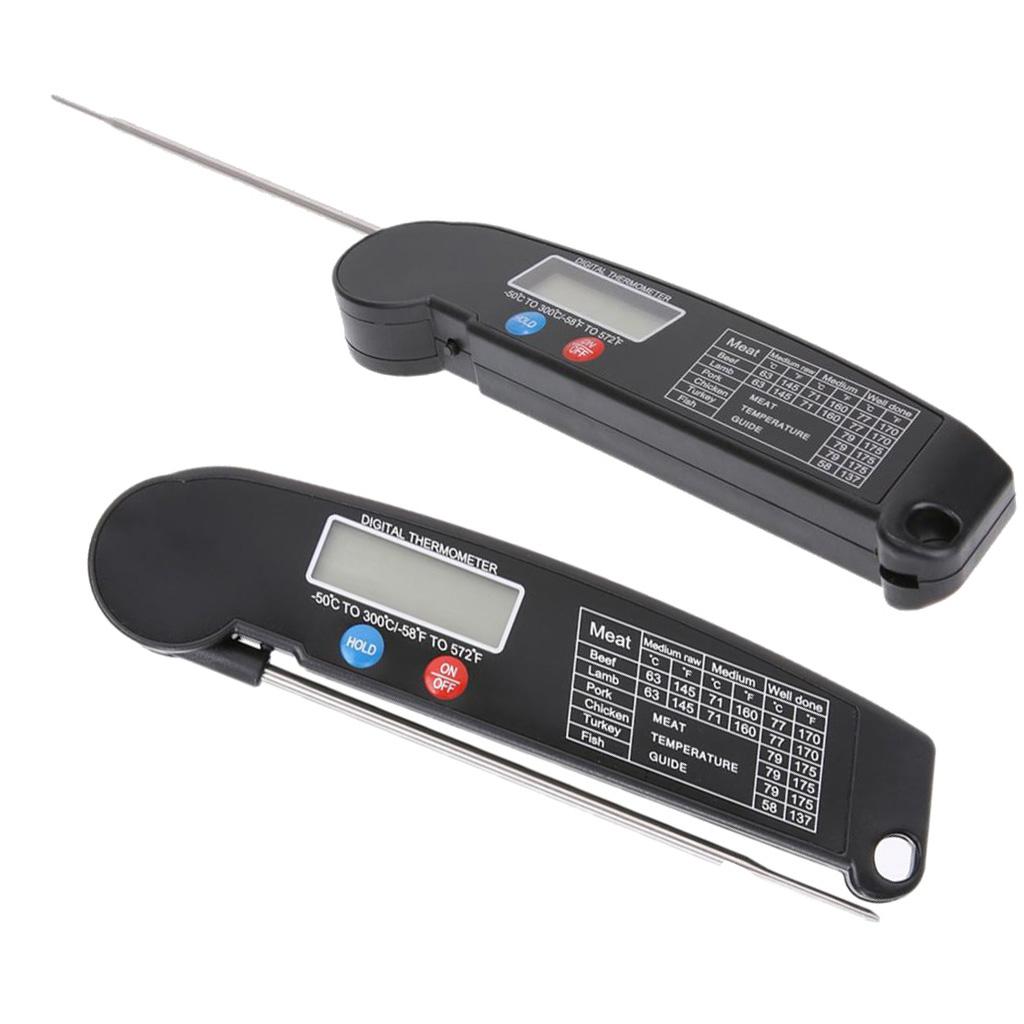 LCD Digital Instant Read Kitchen Food Thermometer With Folding Long Probe BBQ Meat Water Milk Household Cooking Temperature Tools