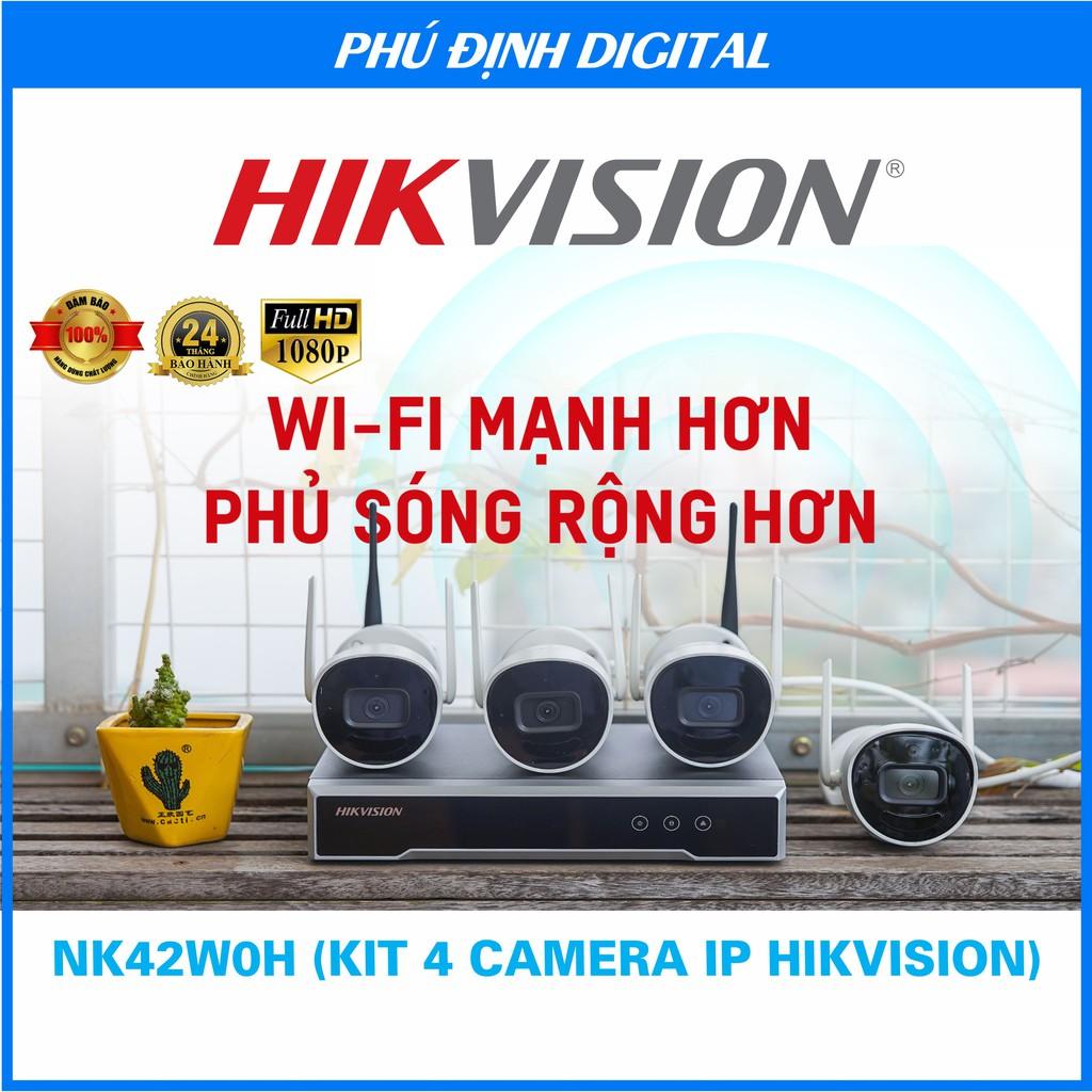 Trọn bộ 4 camera IP Wifi kèm mic thu âm 2MP Hikvision Thế hệ mới mã NK42W0H - Hàng Chính Hãng