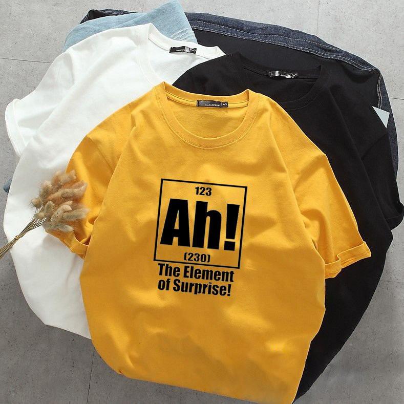 Áo thun nam nữ tay lỡ chữ kiểu AH ! vải dày mịn 20T2756