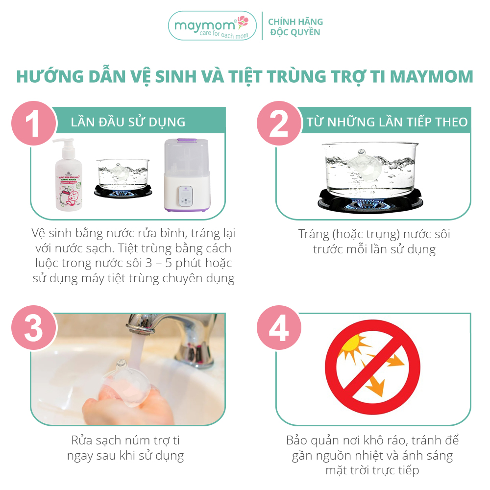 Núm Trợ Ti Maymom, Chất Liệu Silicone Siêu Mềm, Giúp Mẹ Cho Bú Dễ Dàng Hơn, Dùng Được Cho Trẻ Sơ Sinh và Em Bé