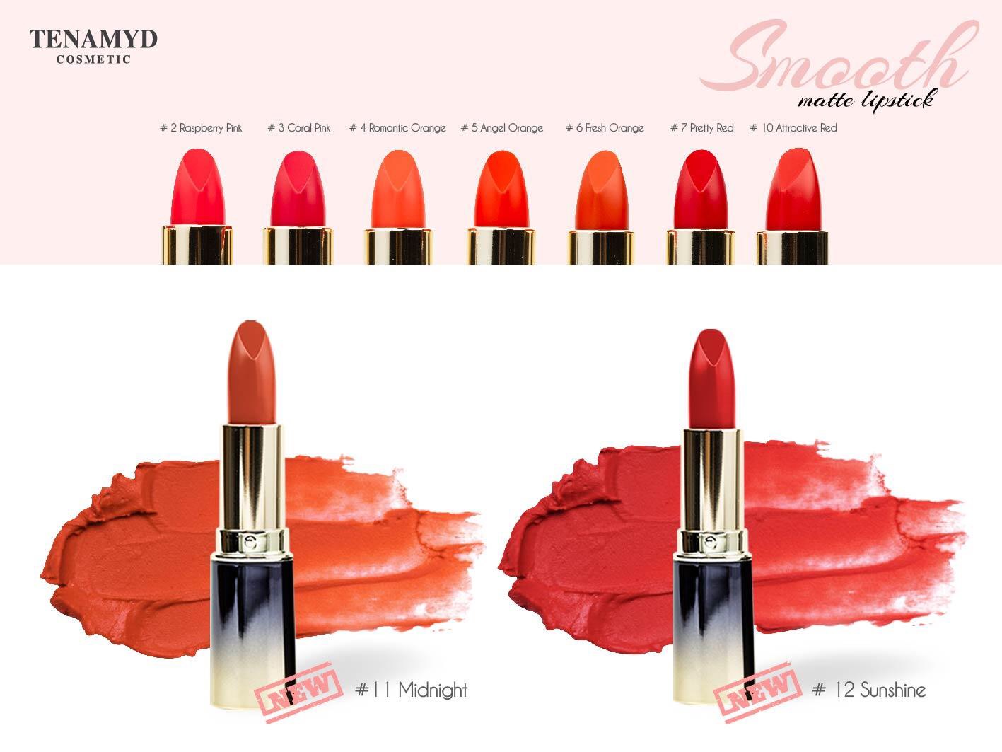 Son lì mềm mượt - TENAMYD - SMOOTH MATTE LIPSTICK  số 11 và số 12