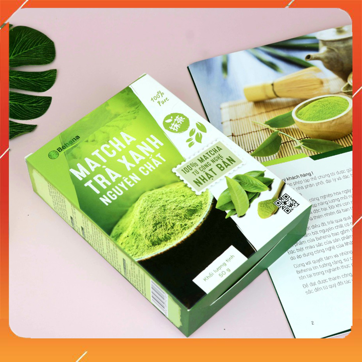 Bột Matcha Trà Xanh Behena - 50g - Nguyên Chất - Công Nghệ Nhật Bản - Màu Xanh Tự Nhiên