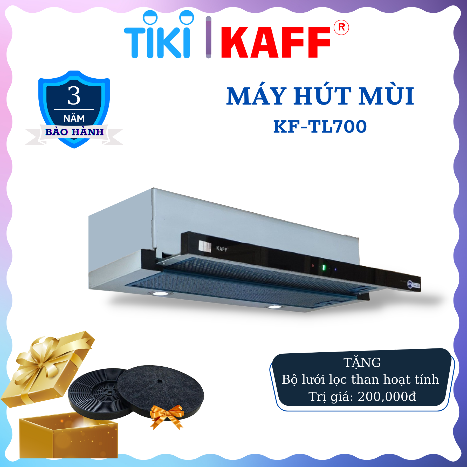 Máy hút mùi âm tủ inox phối kính cảm ứng 700mm KAFF KF-TL700 - Hàng Chính Hãng