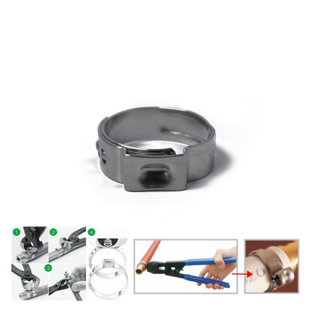 10 Pieces Stainless Steel Single Ear Hose Clamps 8.8mm-10.5mm Adjustable
