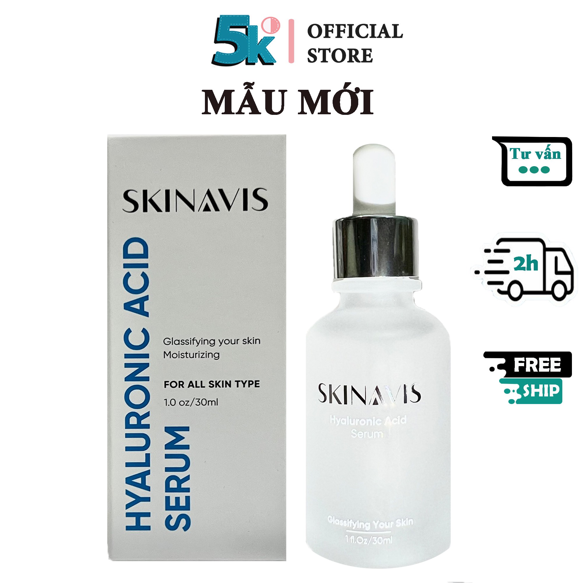 Tinh chất cấp ẩm Skinavis Serum Hyaluronic B5 - Phục hồi da căng mọng tức thì 30ml